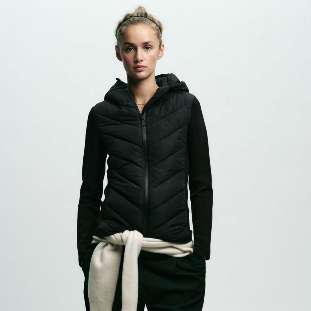 NWOT Black ZARA COMBINATION PUFFER JACKET